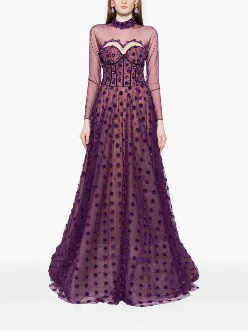Saiid Kobeisy Beaded Tulle Dress With Polka Dots