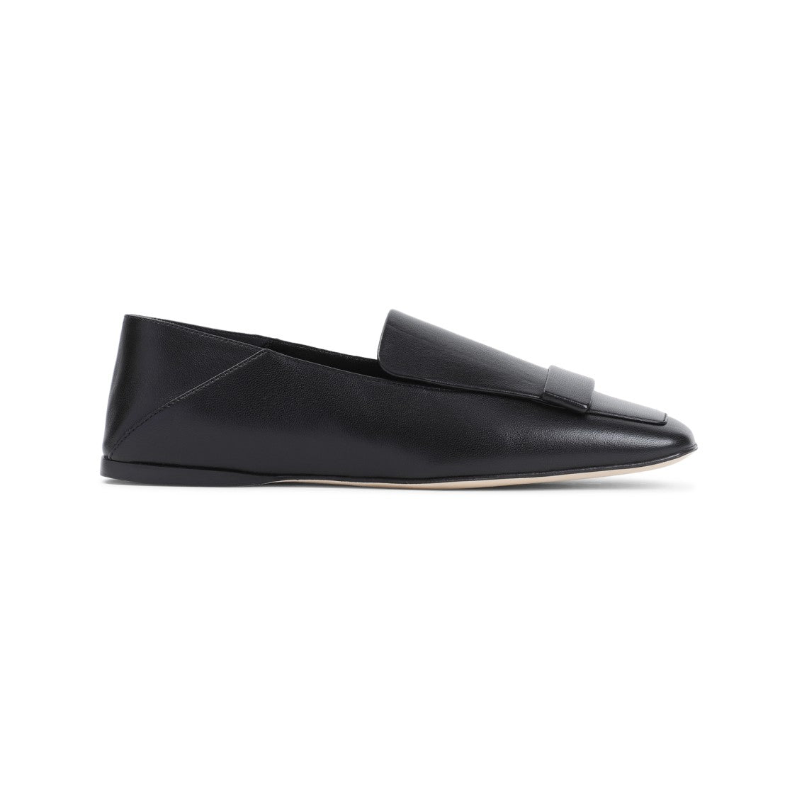 Sergio Rossi Black Nappa Leather Flat Mocassin