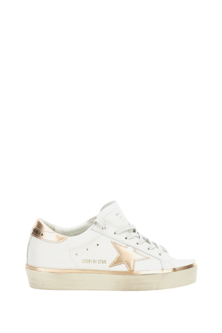 Golden Goose Beige Calf Leather Hi Star Sneakers