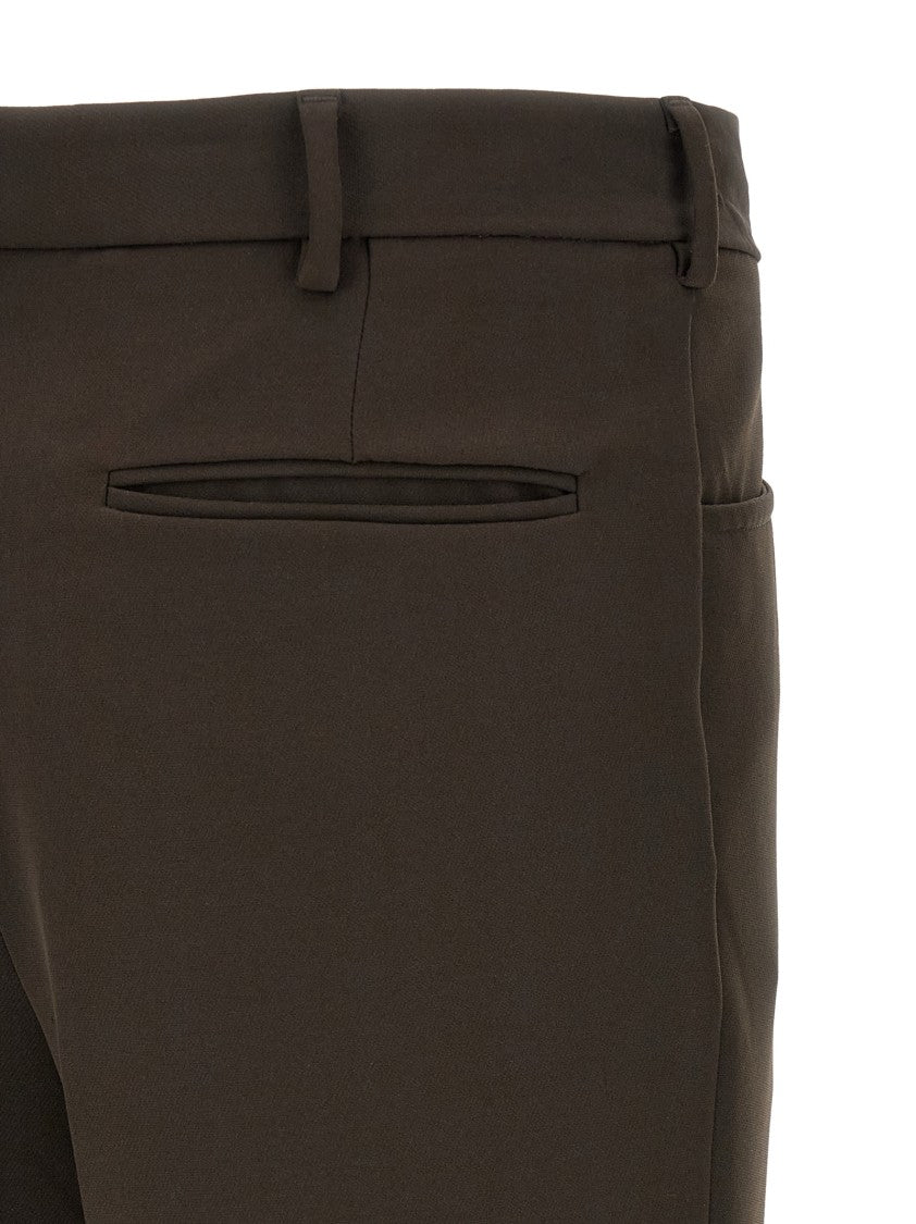 Second/Layer Fluid Fabric Brown Trousers With Stretched Pleat And Functional Pockets