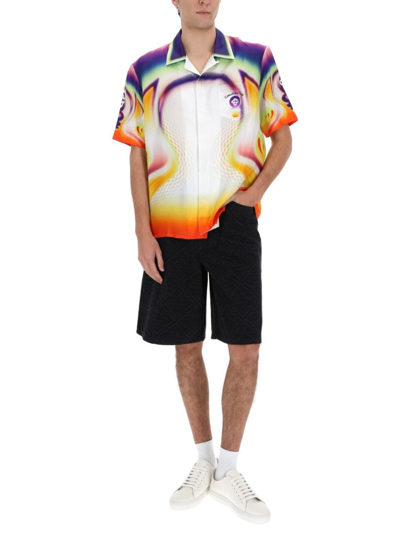 Casablanca Silk Psychedelic Printed Short Sleeve Shirt