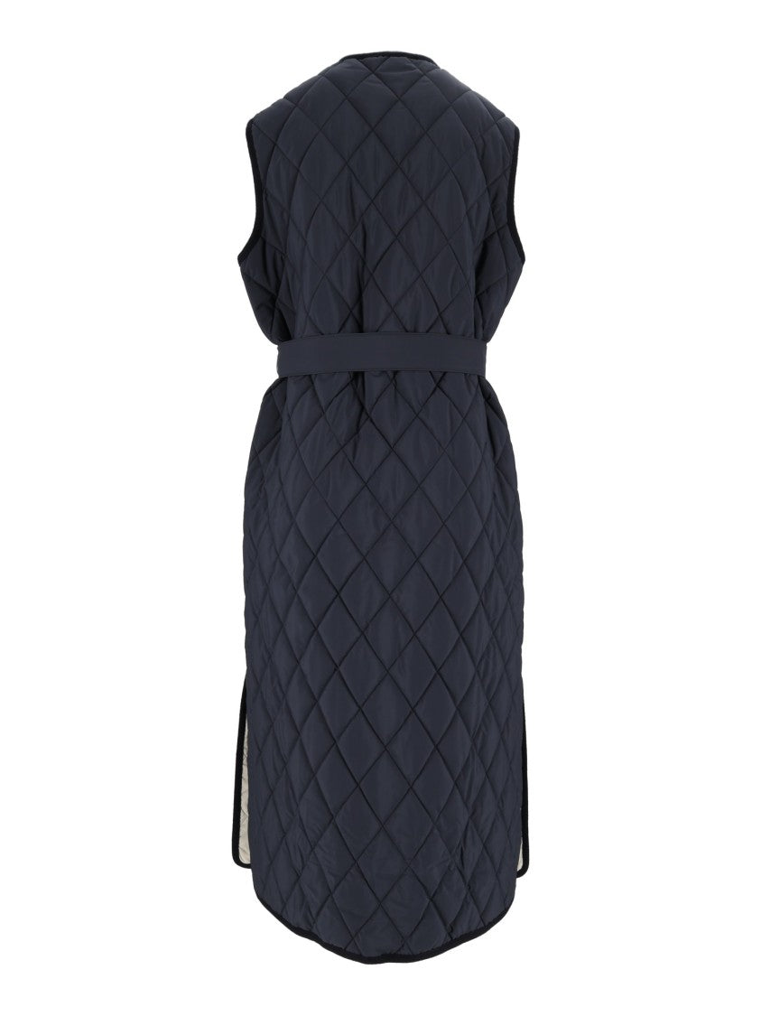 Fabiana Filippi Night Blue Quilted Nylon Belted Vest