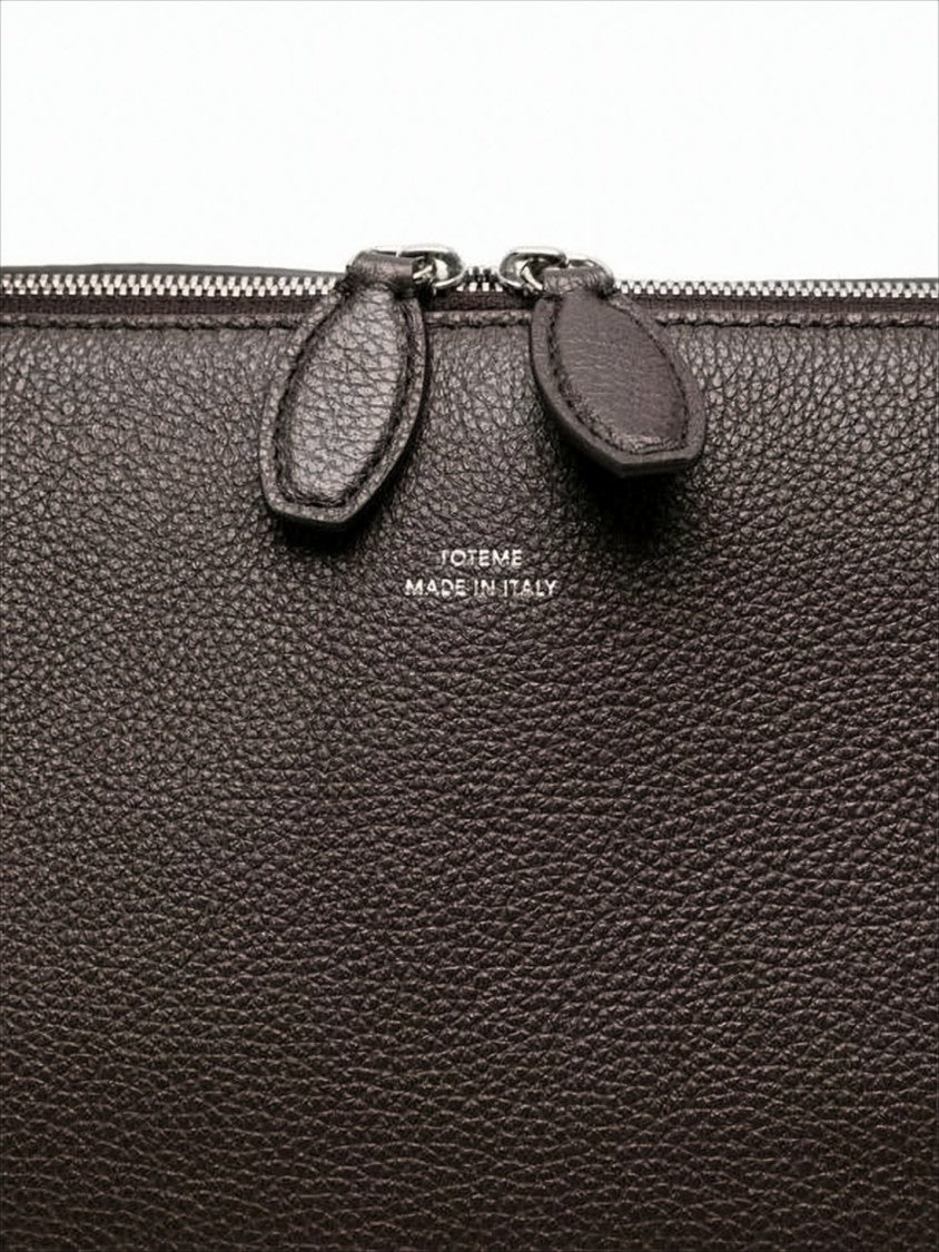 Totême Textured Leather Tote Bag With Zip Closure