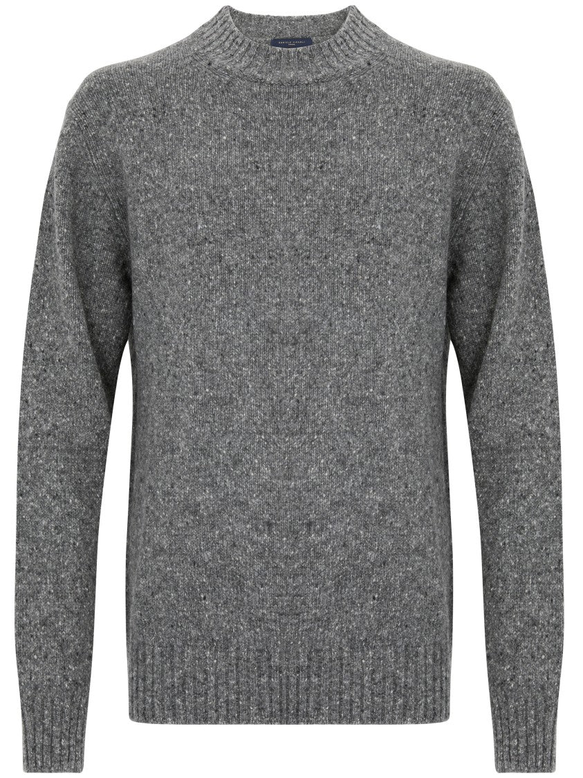 Daniele Fiesoli Virgin Wool Blend Raised Collar Grey Sweater