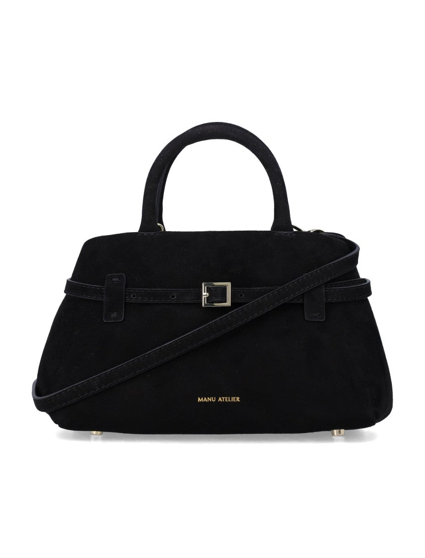 Manu Atelier Timeless Suede Handbag With Adjustable Shoulder Strap
