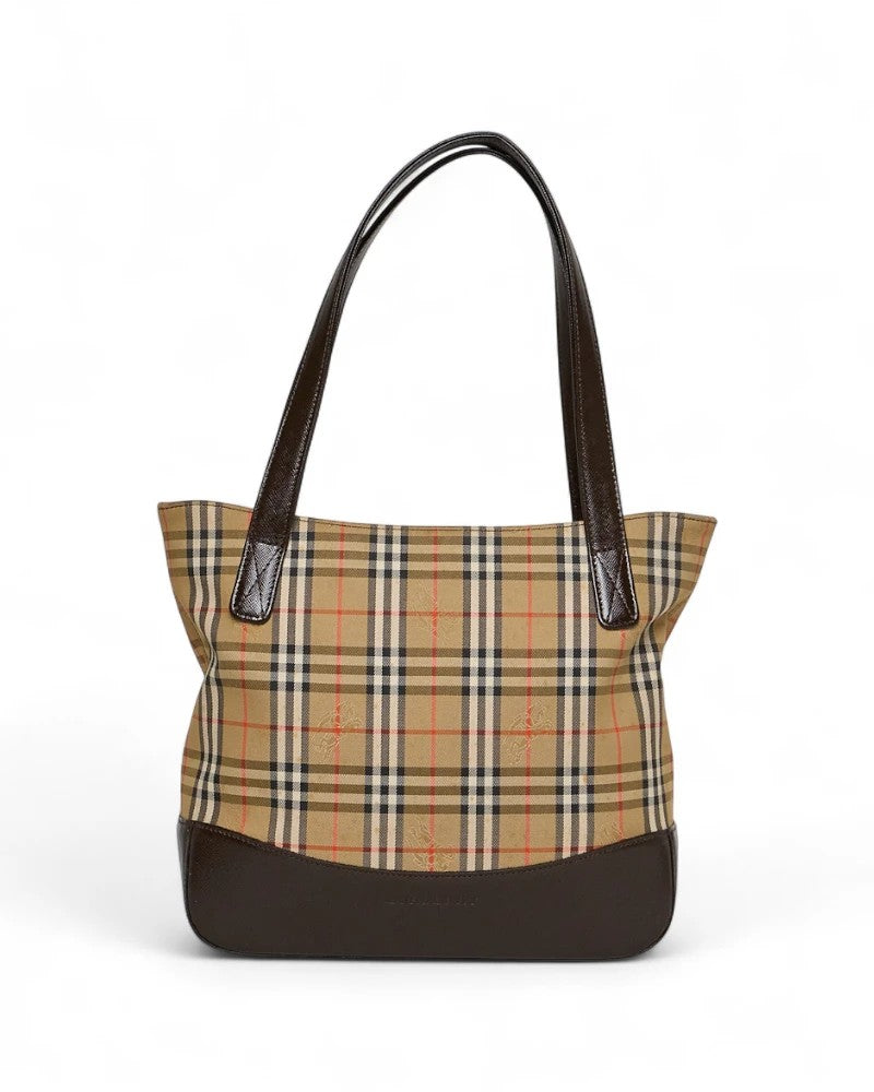Burberry Medium Check Saffiano Brown Tote
