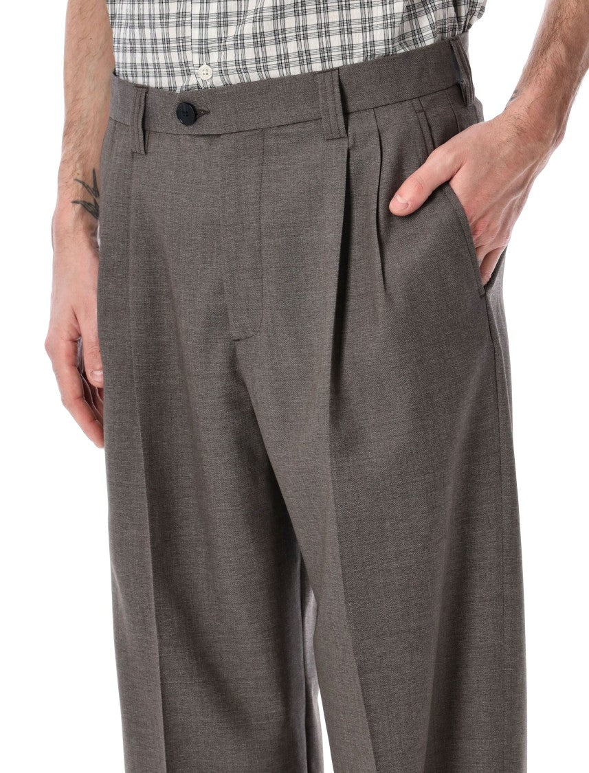 Mfpen Classic Wide Leg Double Pleat Trousers