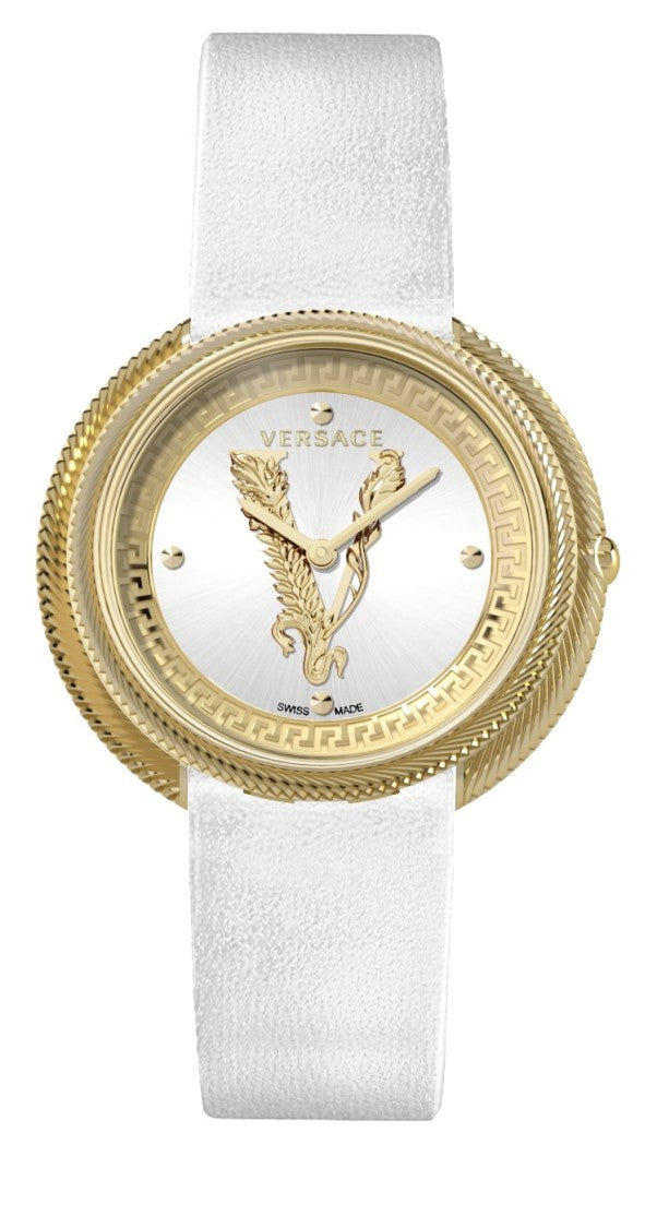 Versace Analog Quartz Thea Watch With Oval Gold-Tone Bezel