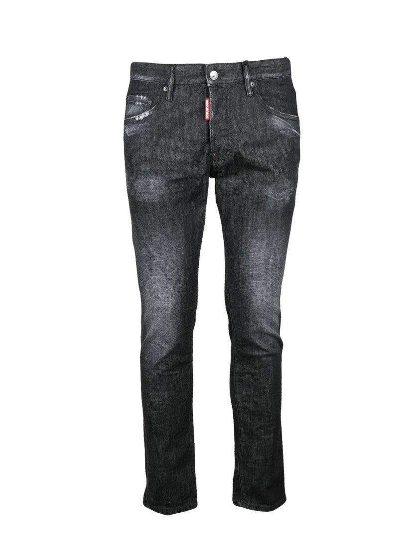Dsquared2 Black Cotton-Blend Skater Jeans