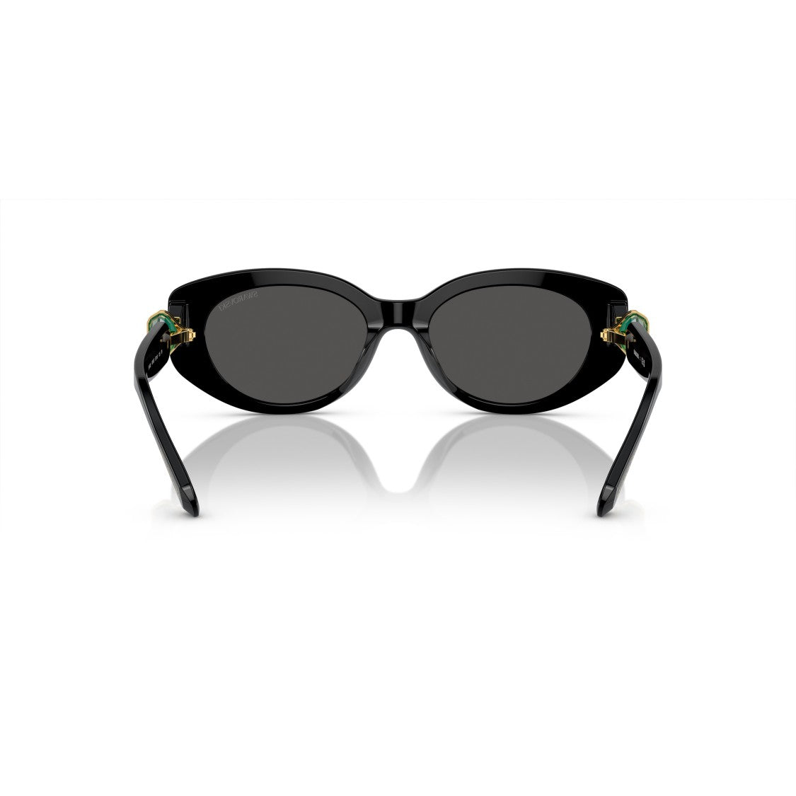 Swarovski 0Sk6002 Oversized Black Acetate Sunglasses With Green Crystal Embellishments