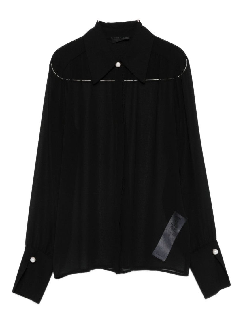 Liu Jo Black Long-Sleeve Shirt With Classic Collar