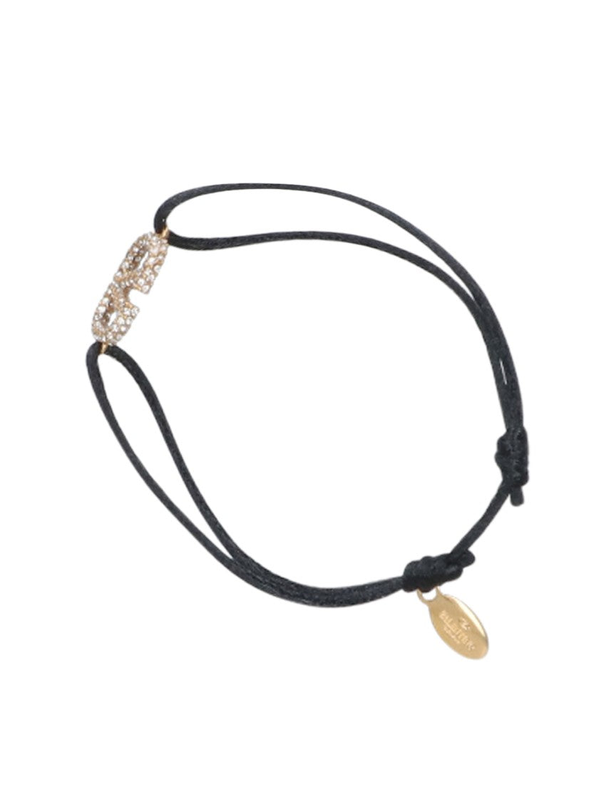 Valentino Garavani Gold-Tone Emblem Bracelet With Adjustable Black Cord