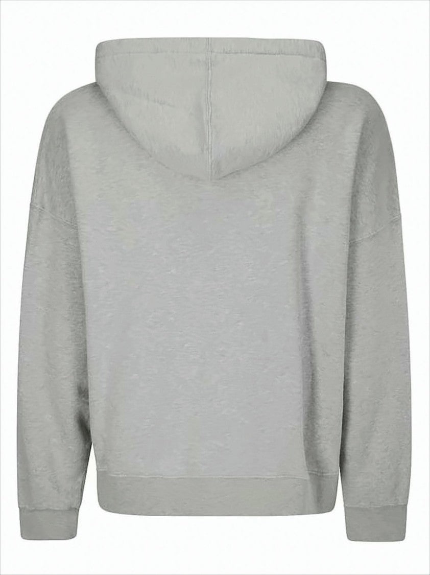 Golden Goose Heathered Crop Zip-Up Hoodie With Drawstring And Front Pockets