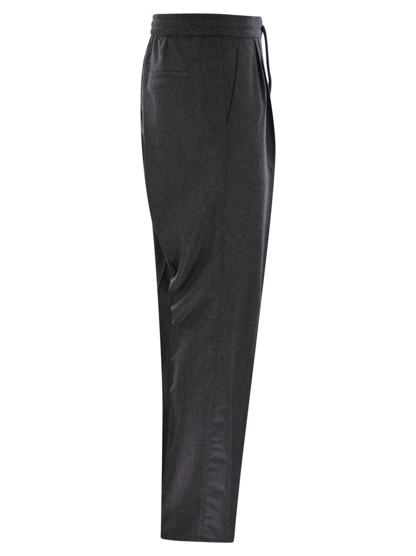 Brunello Cucinelli Leisure Fit Trousers In Virgin Wool Flannel