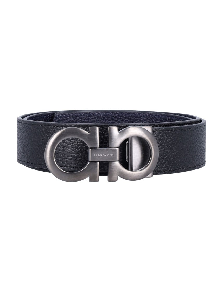 Ferragamo Double Adjus Textured Leather Belt