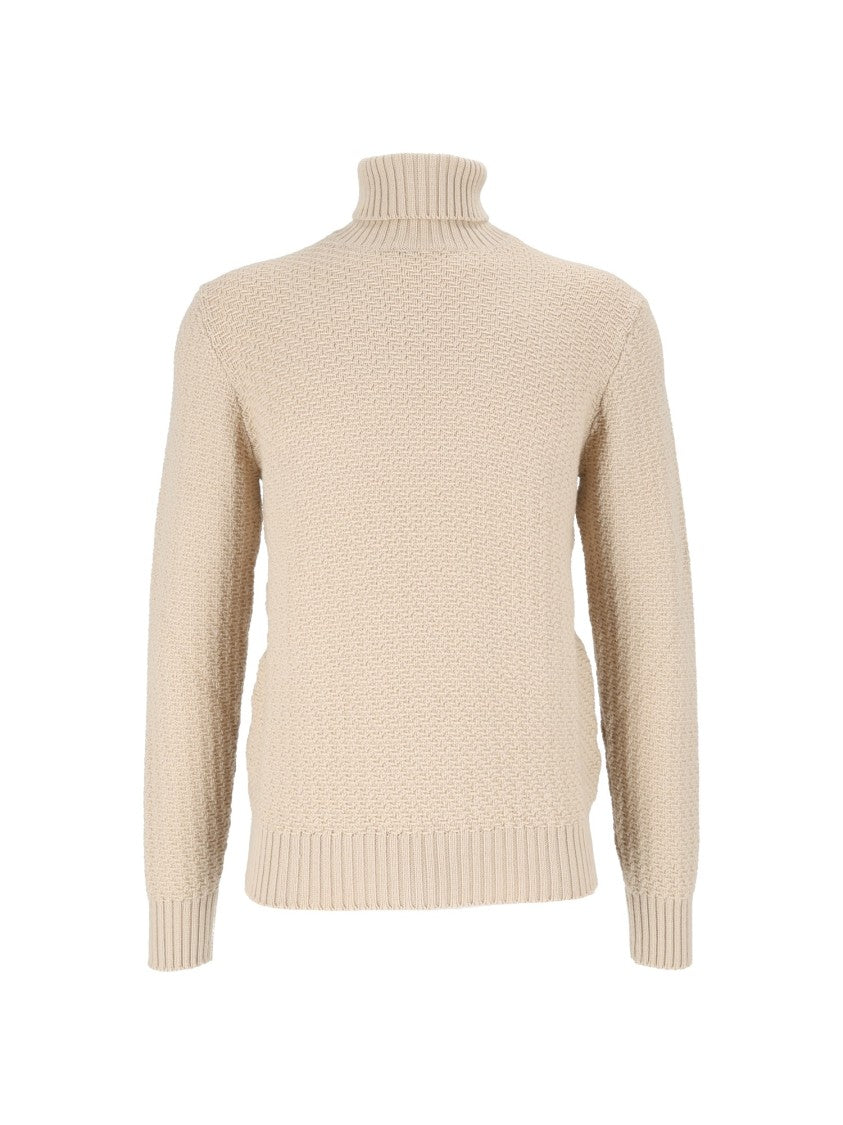 Circolo 1901 Textured Ribbed Wool Turtleneck Sweater