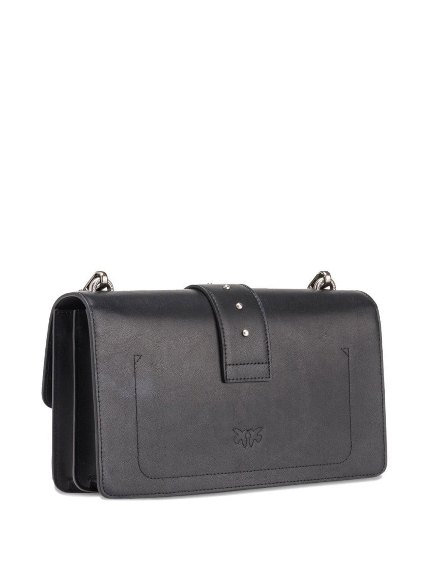 Pinko Black Flap Closure Bird Clasp Bag