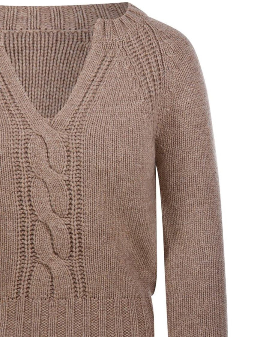Max Mara V-Neck Cable Knit Cashmere Sweater From Max Mara