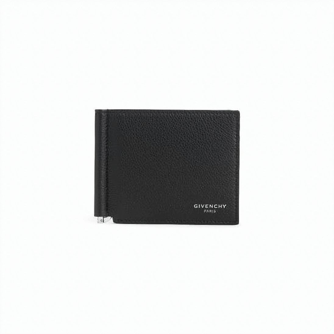 Givenchy Textured Black Calf Leather Money Clip Bifold Wallet