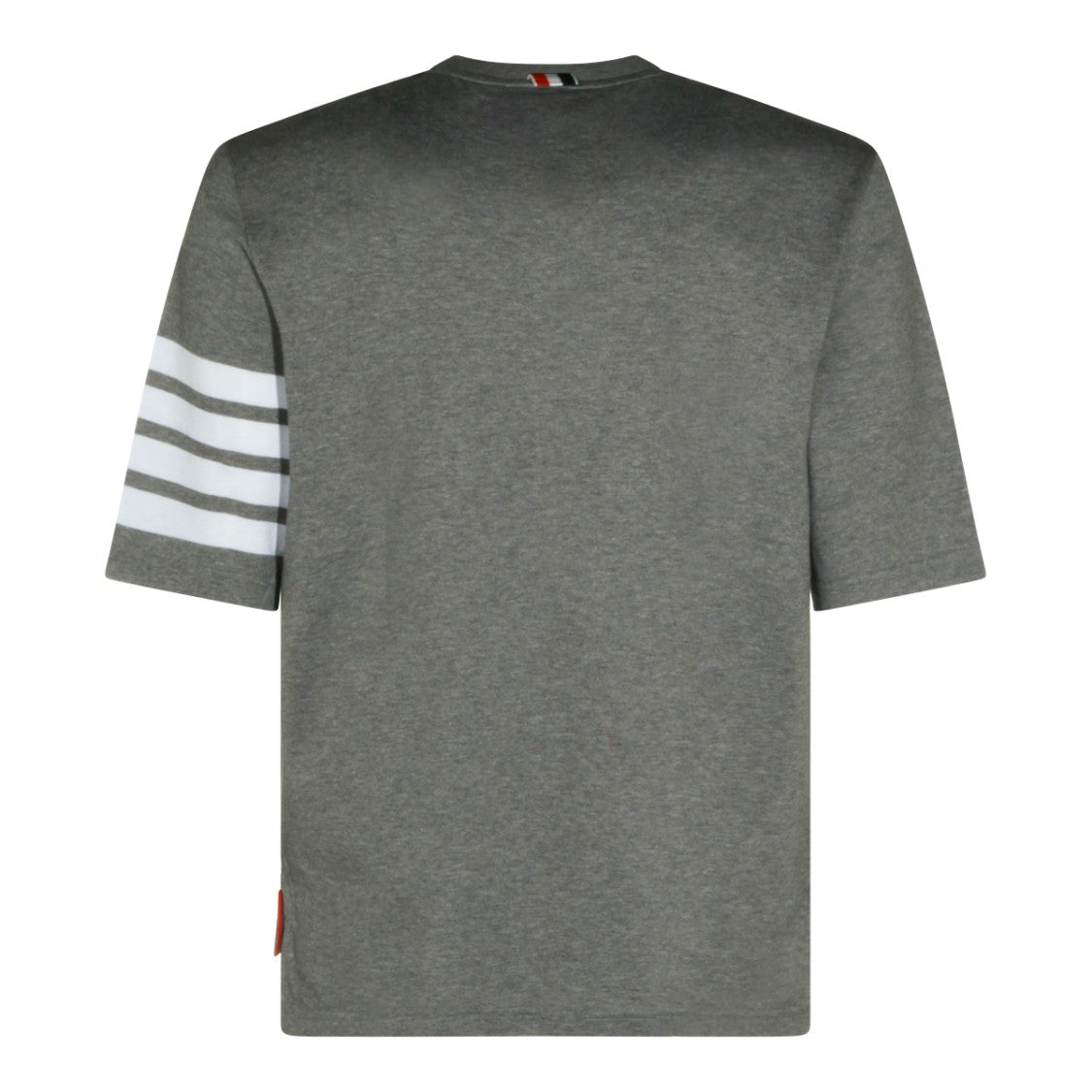 Thom Browne Short-Sleeved Crew Neck T-Shirt With Distinctive Striped Sleeve