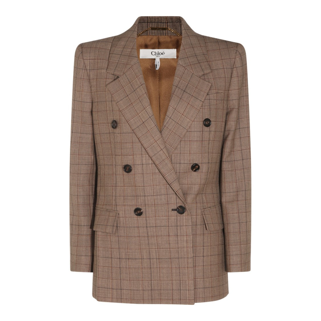 Chloé Brown Plaid Tailored Silhouette Blazer