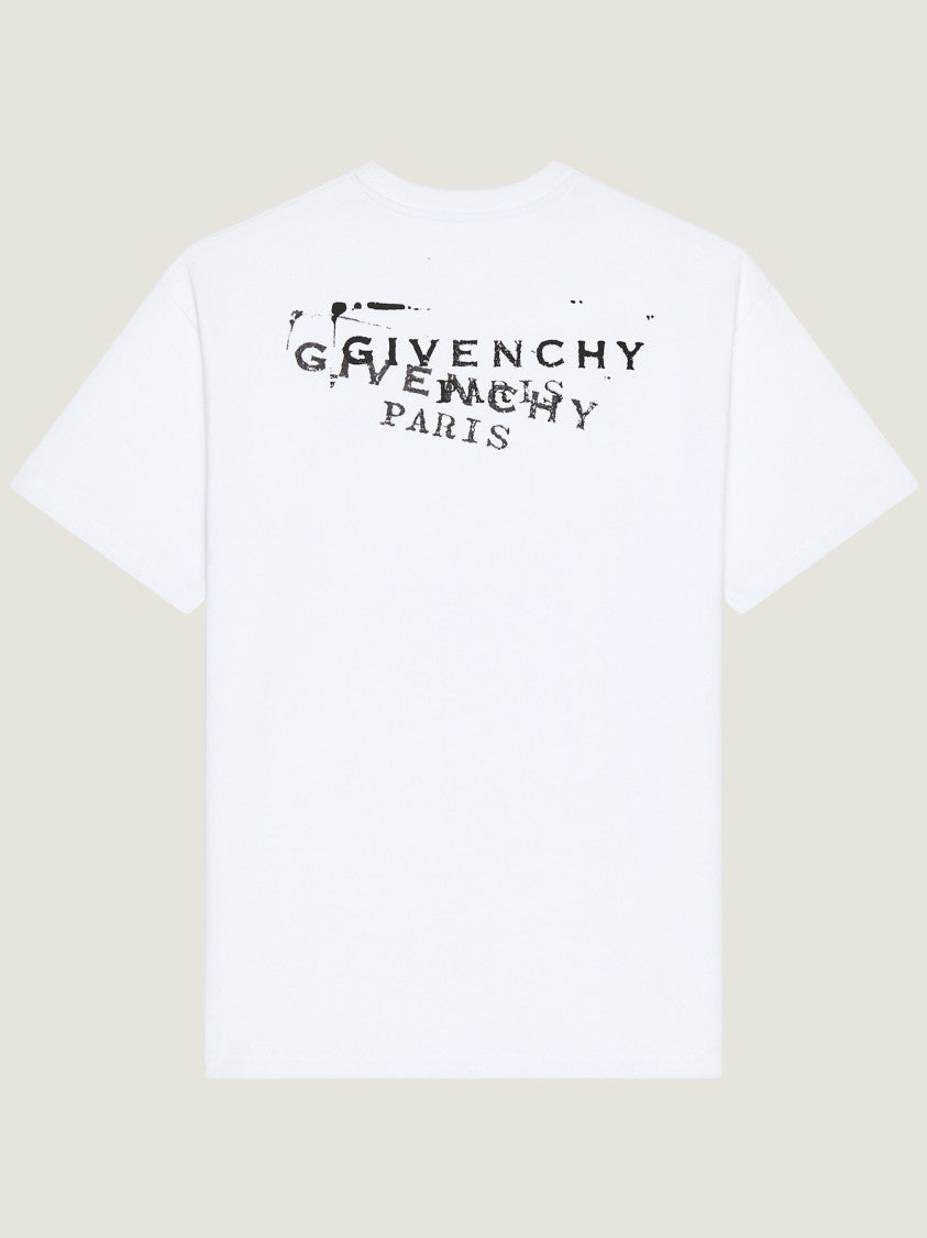 Givenchy White Regular Fit Distressed Text T-Shirt
