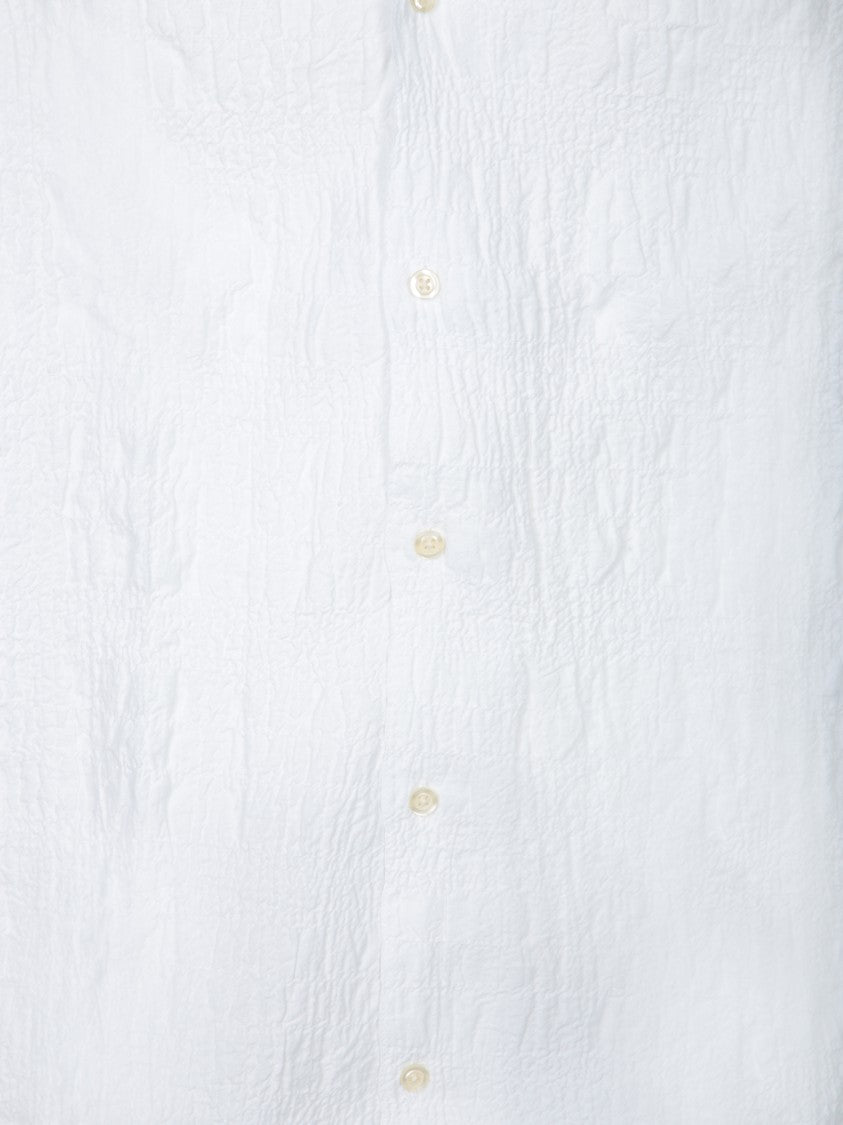 Officine Generale Textured Short-Sleeved Shirt With Classic Collar