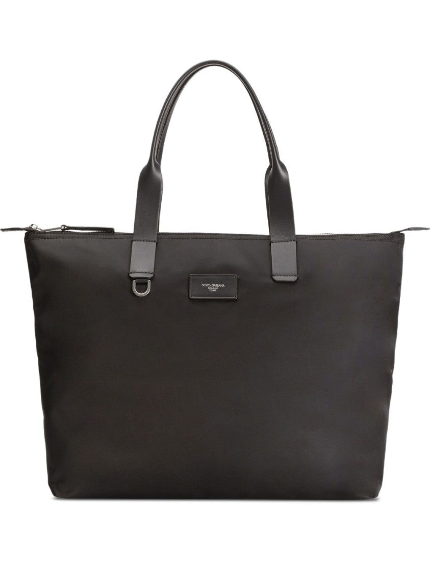 Dolce & Gabbana Rectangular Black Tote Bag With Zippered Closure