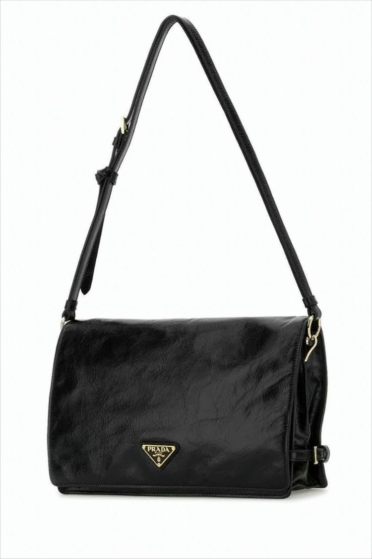 Prada Rectangular Calf Leather Shoulder Bag With Finish