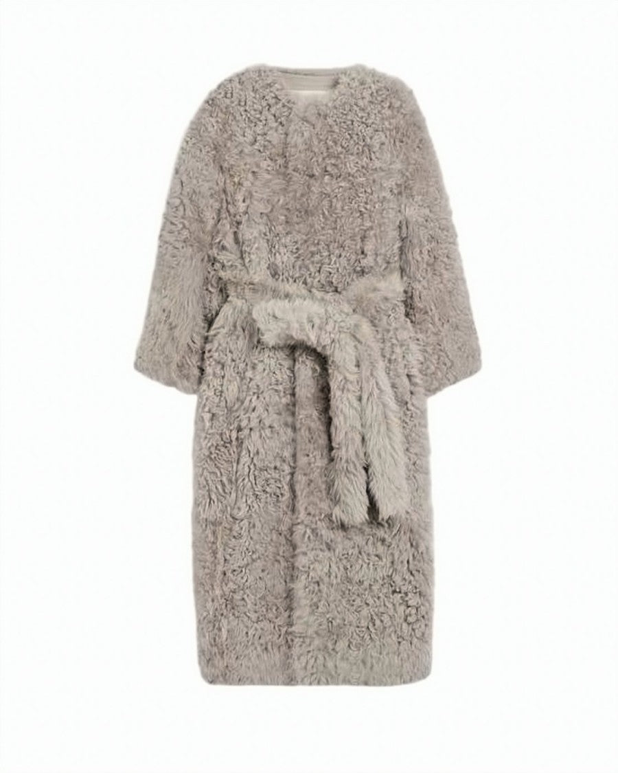 Ami Paris Plush Lambskin Long Coat