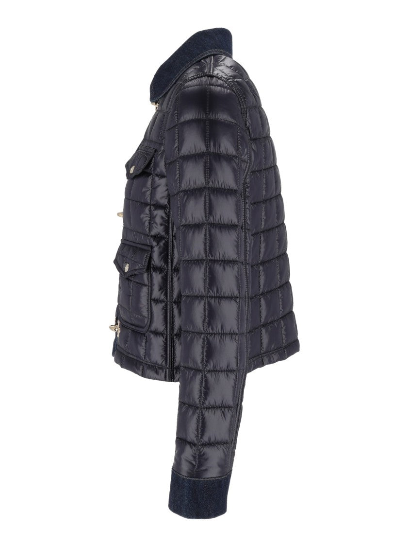 Fay Cropped Quilted Denim Jacket