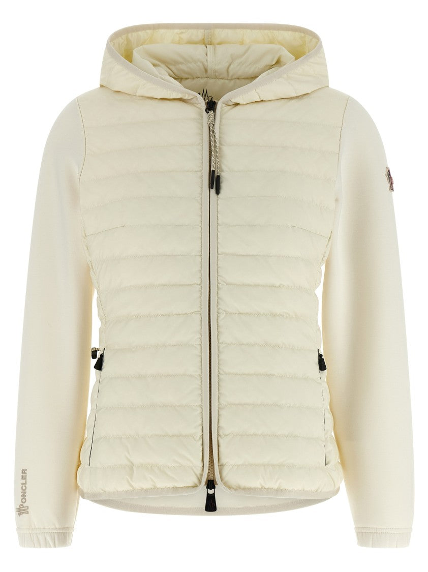 Moncler Grenoble Quilted Front Padded Hoodie With Adjustable Waist And Logo Details
