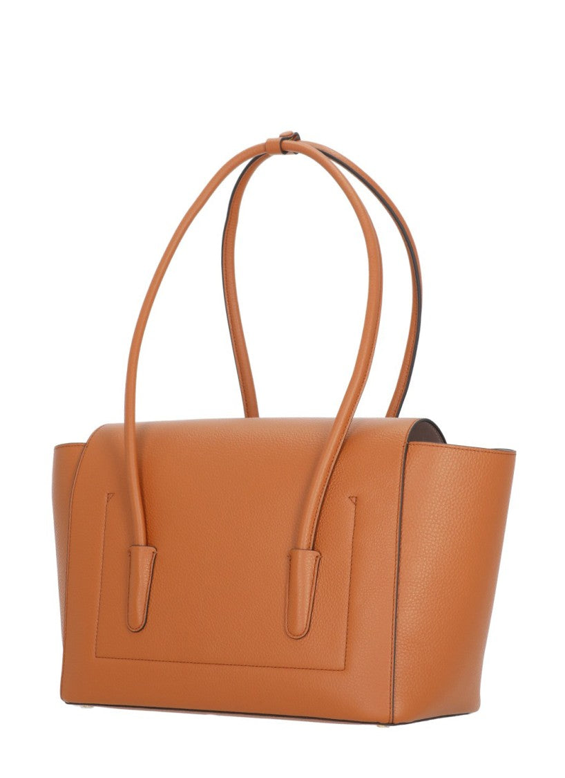 Coccinelle Structured Pebbled Leather Shoulder Bag With Gold Hardware