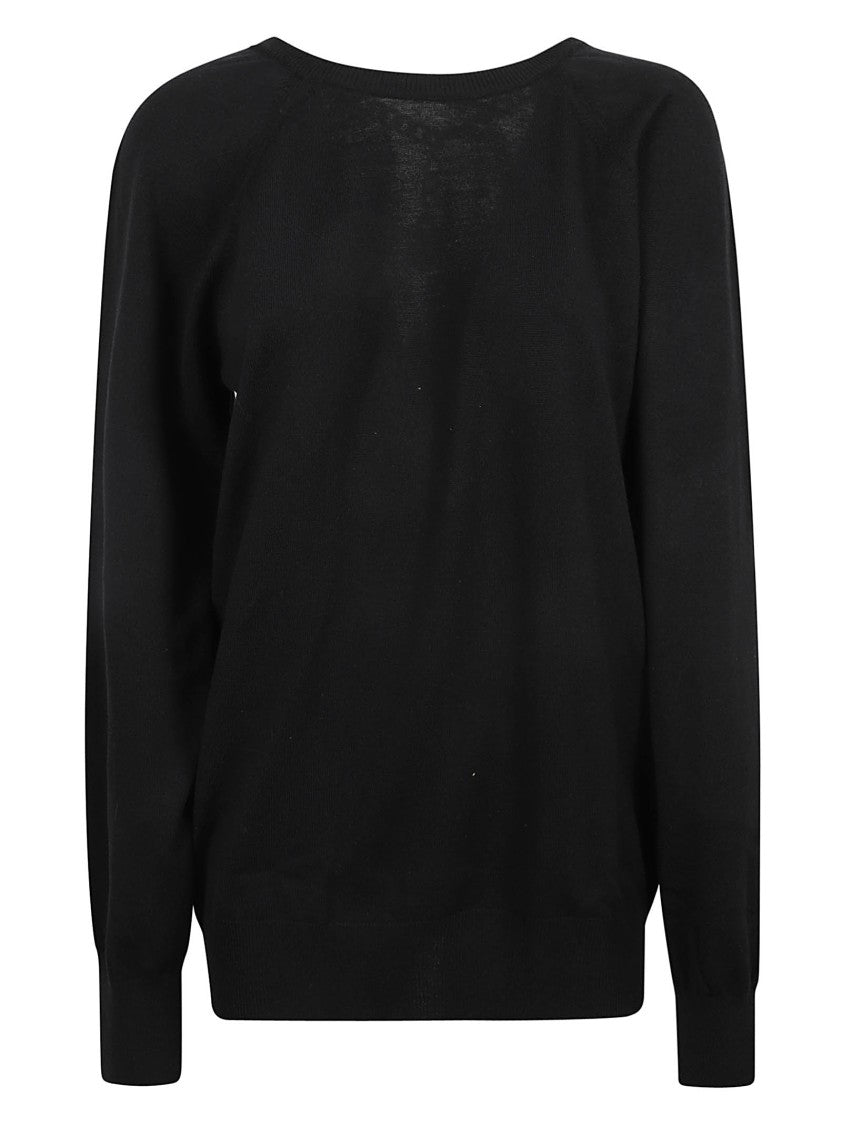 Moschino Deep V-Neck Black Sweater