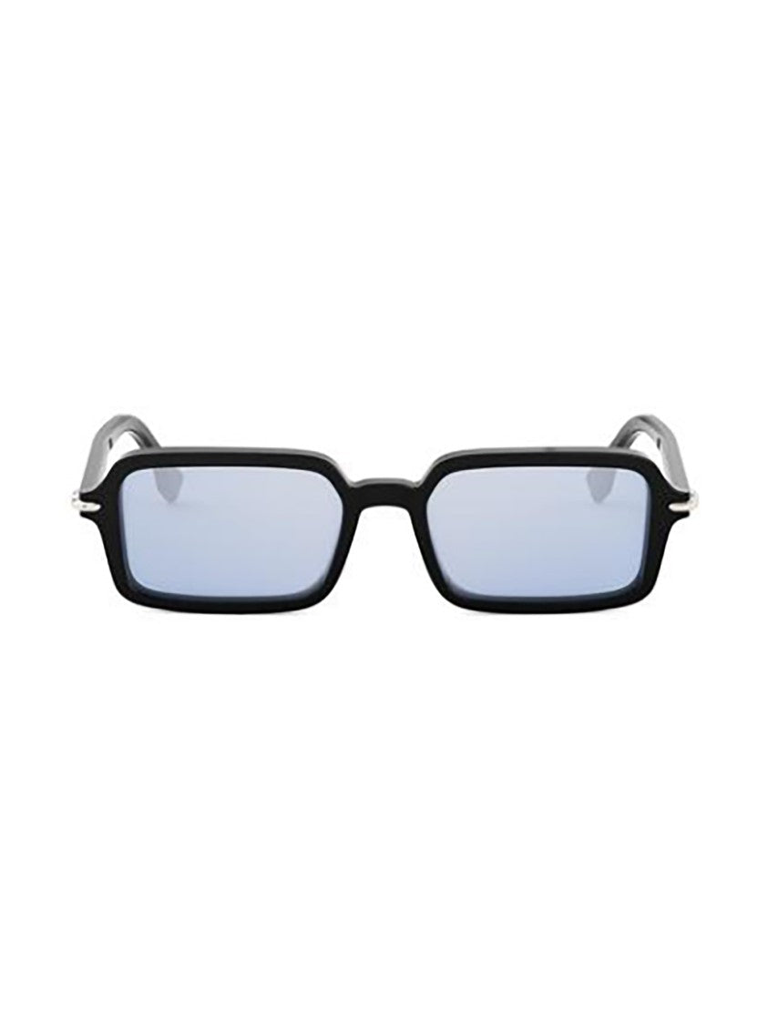 Fendi Sleek Rectangular Sunglasses With Glossy Black Frame