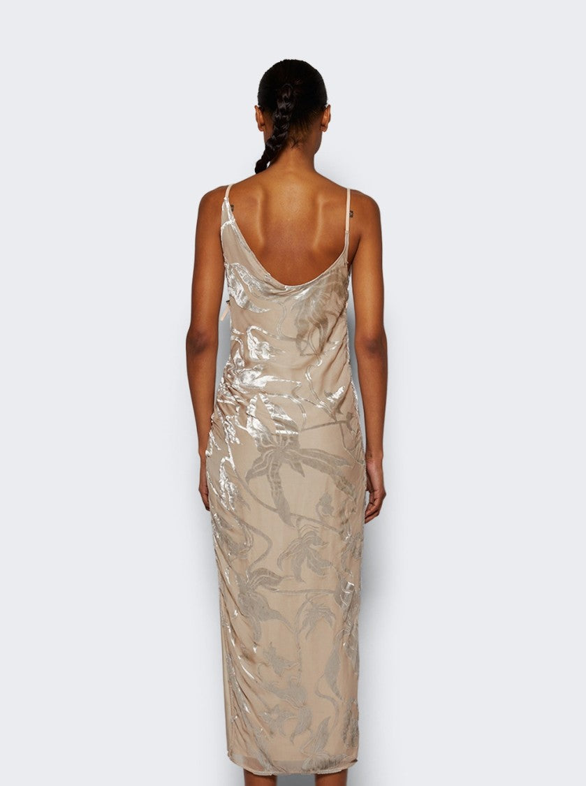 Mugler Asymmetrical Buckled Strap Dress - Champagne