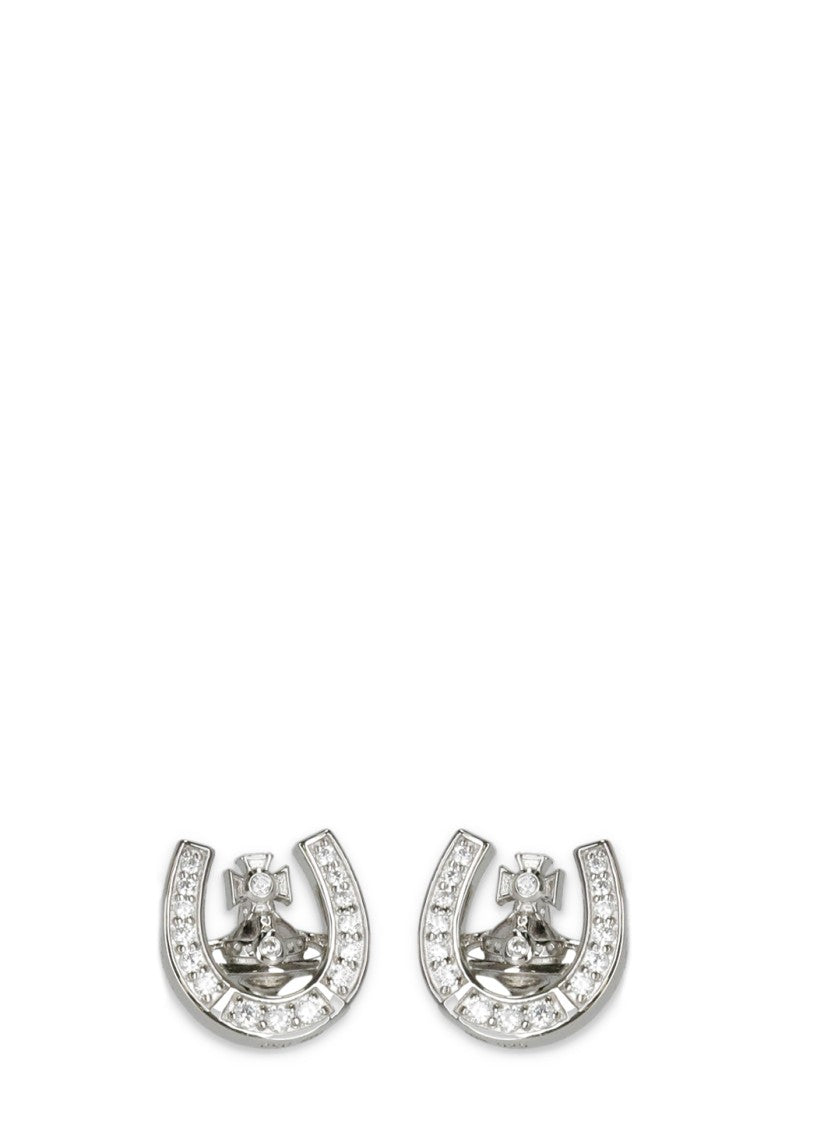 Vivienne Westwood Mini Bas Relief Earrings With Orb Logo And Sparkling Strass