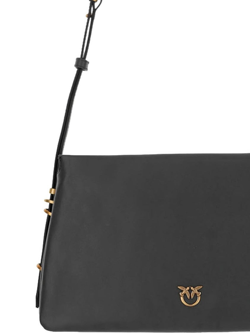 Pinko Black Shoulder Bag With Gold Accents