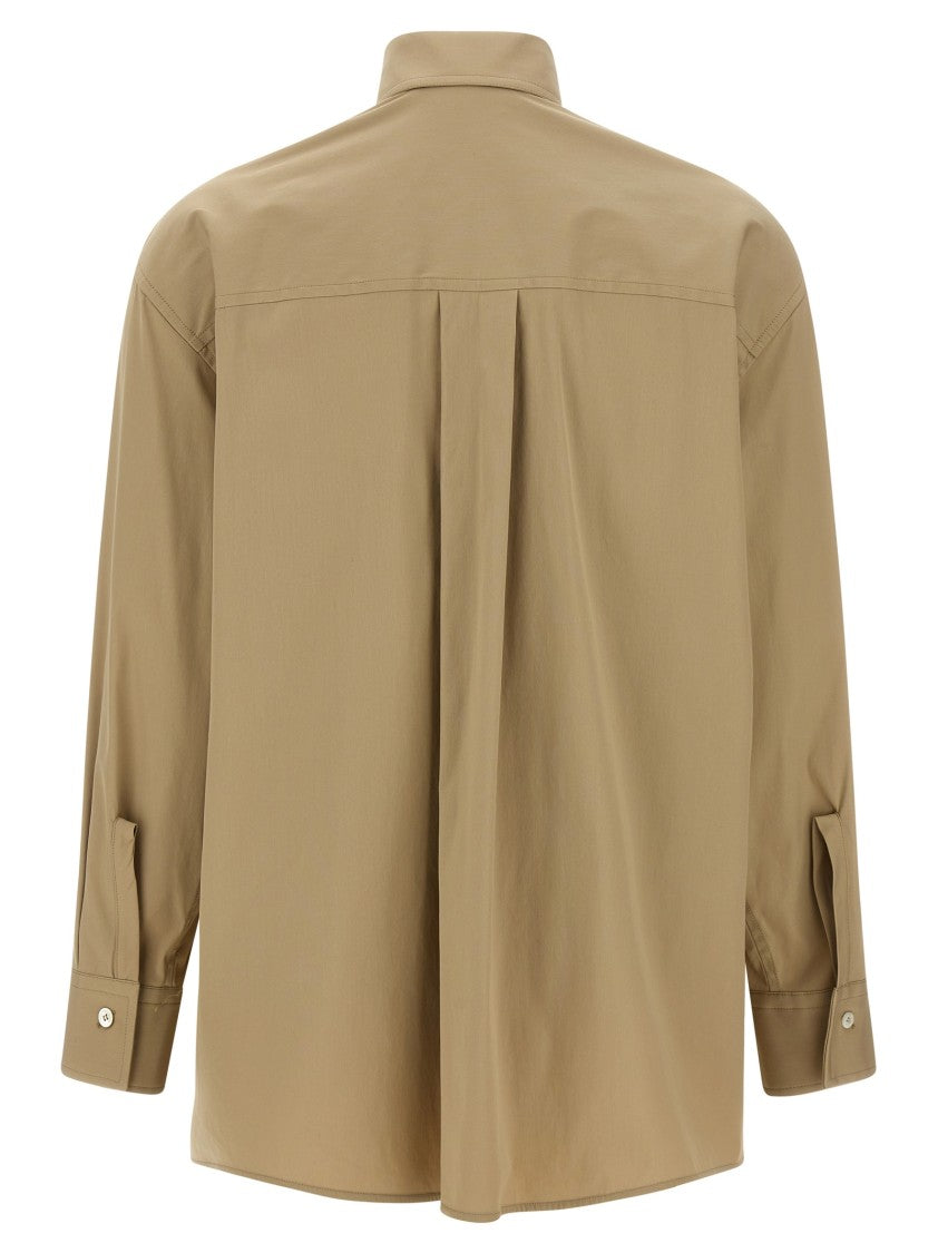 Ferragamo Panel-Designed Cotton Poplin Shirt With Tone-On-Tone Logo