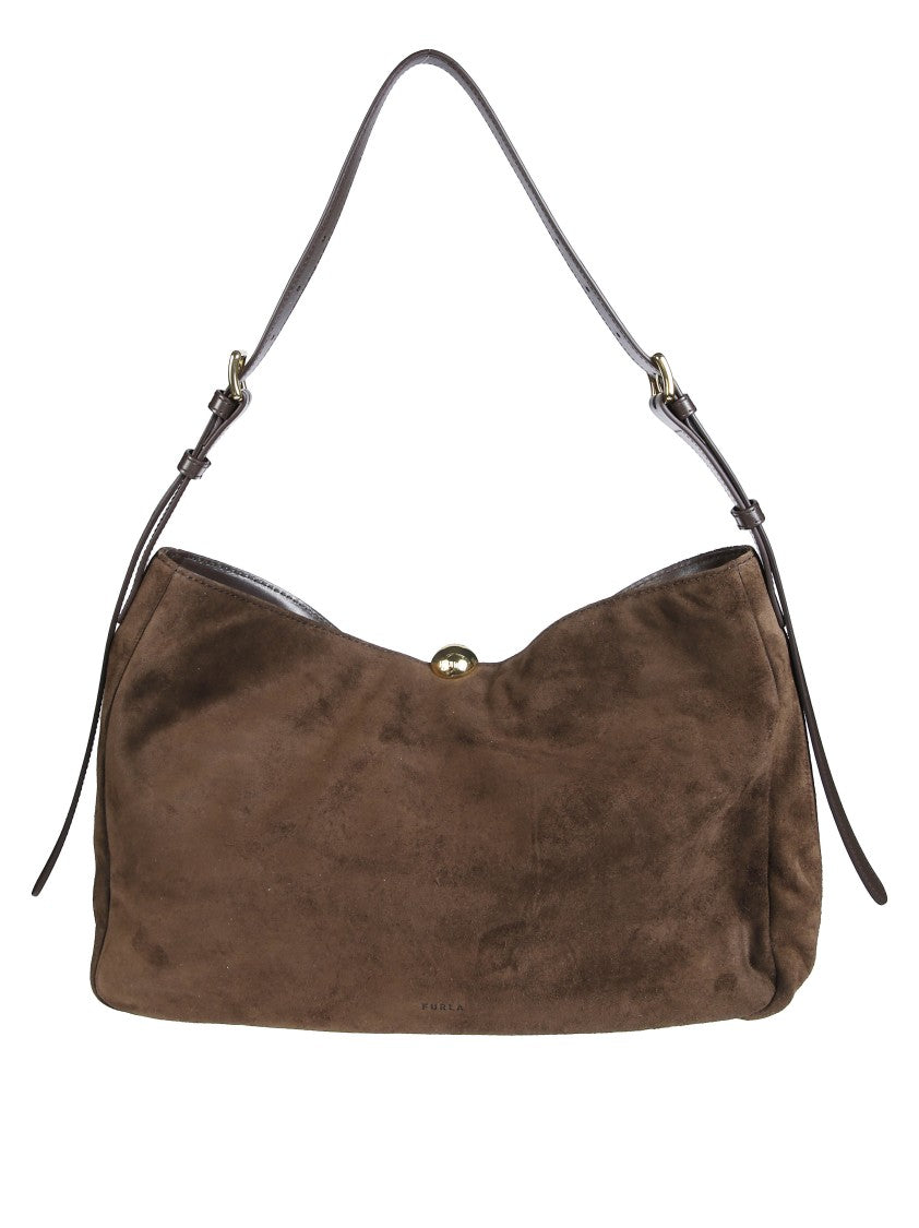 Furla Sfera Soft L Fringed Suede Shoulder Bag