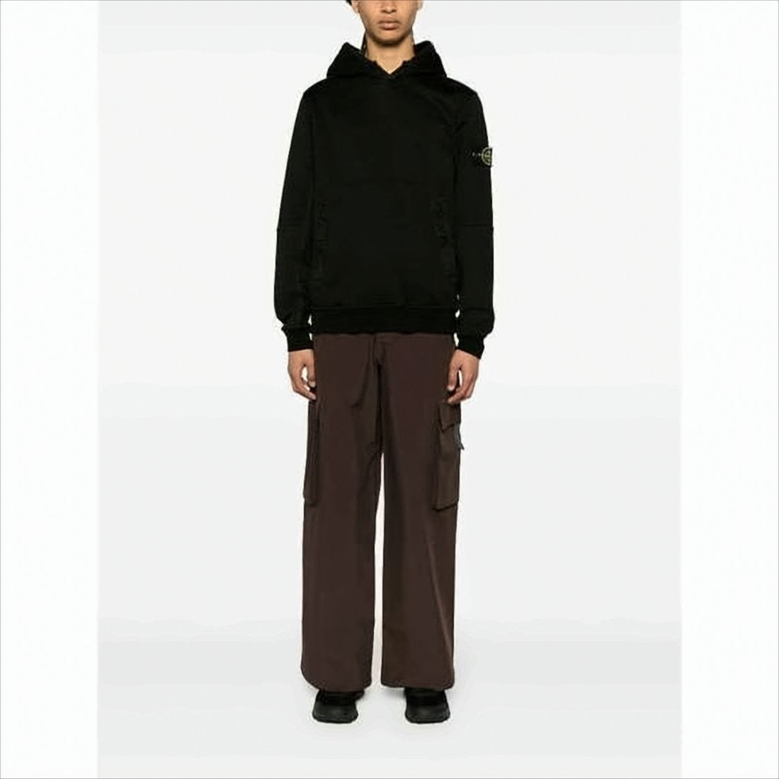 Stone Island Black Hoodie With Distinctive Logo Patch