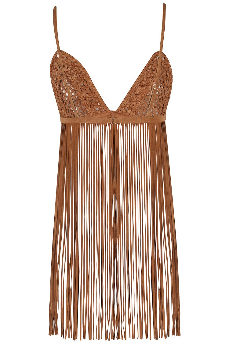 Retrofête Jacinta Suede Fringe Bra