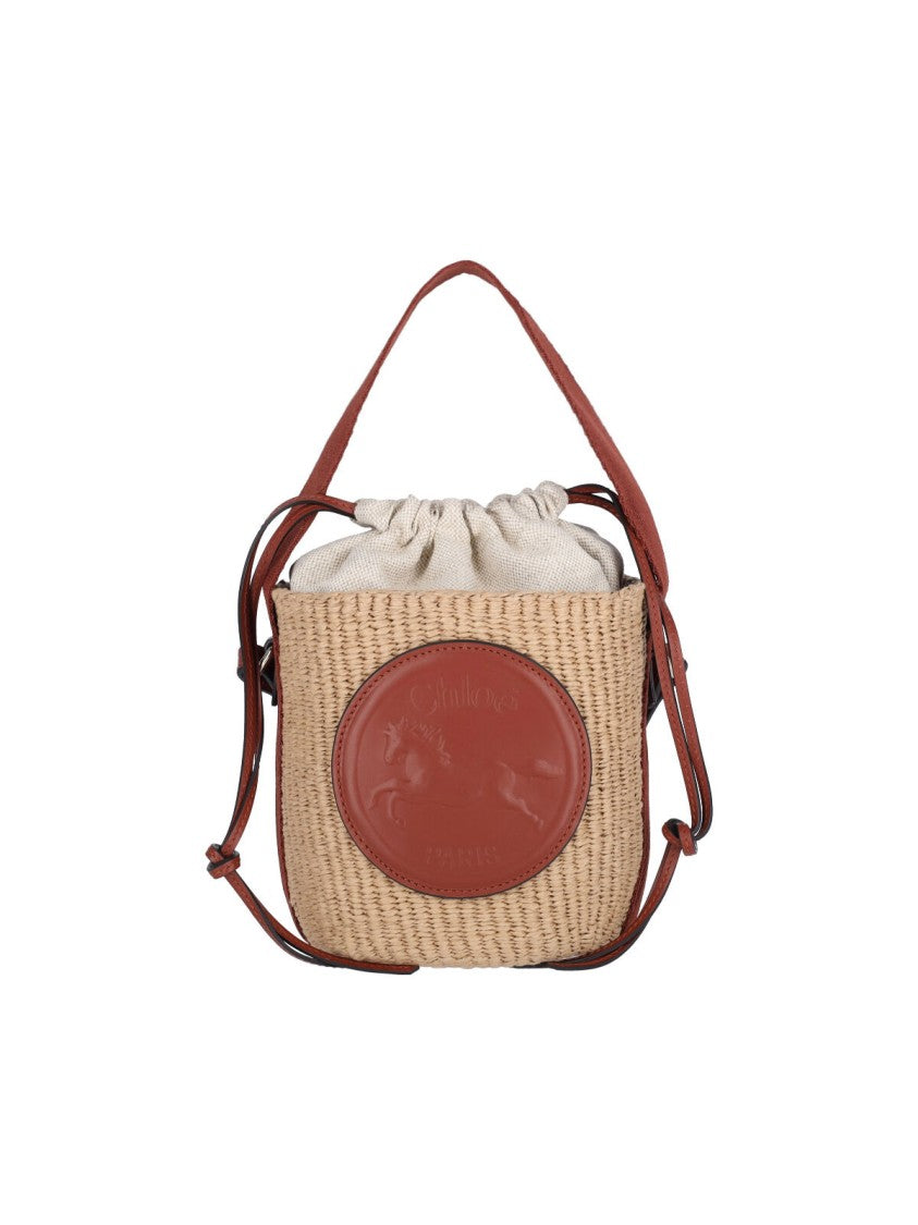 Chloé Raffia Bucket Bag With Leather Accents