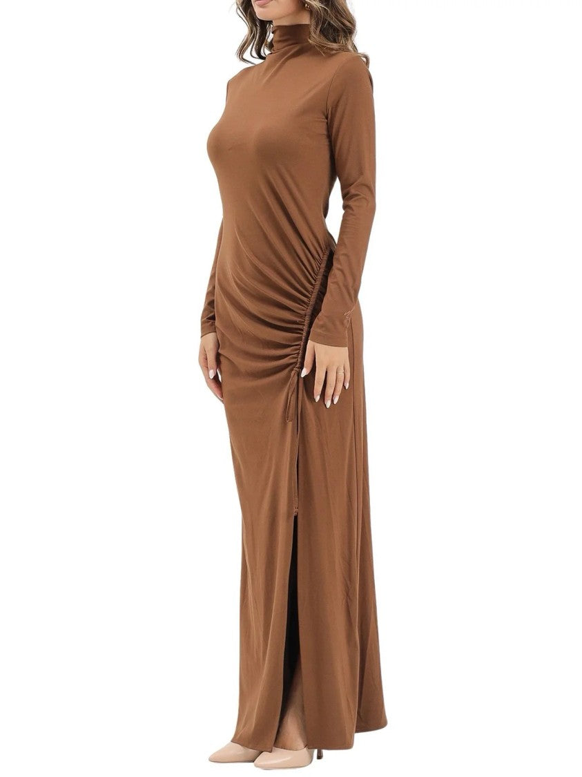 Mar De Margaritas Mar De Margaritas Stretch Dress With Side Slit And Ruched Detail