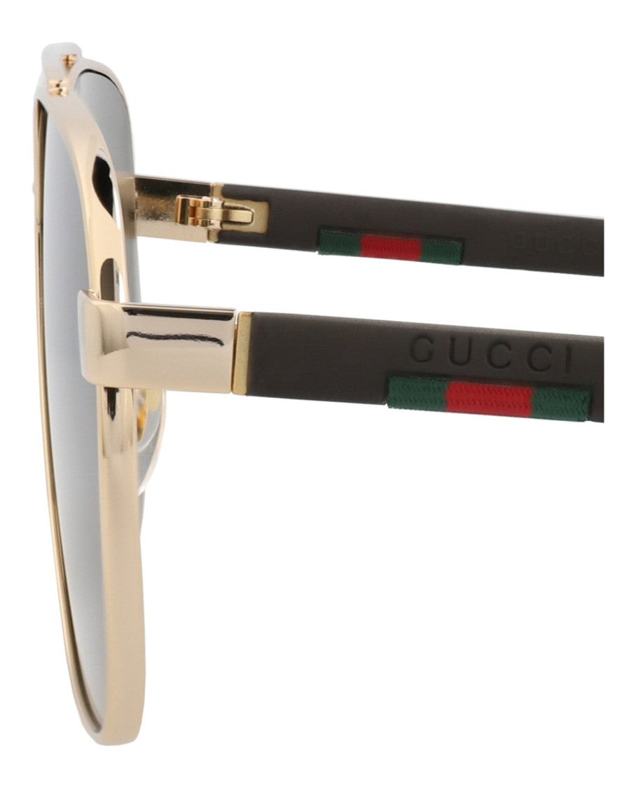 Gucci Aviator-Frame Metal Sunglasses