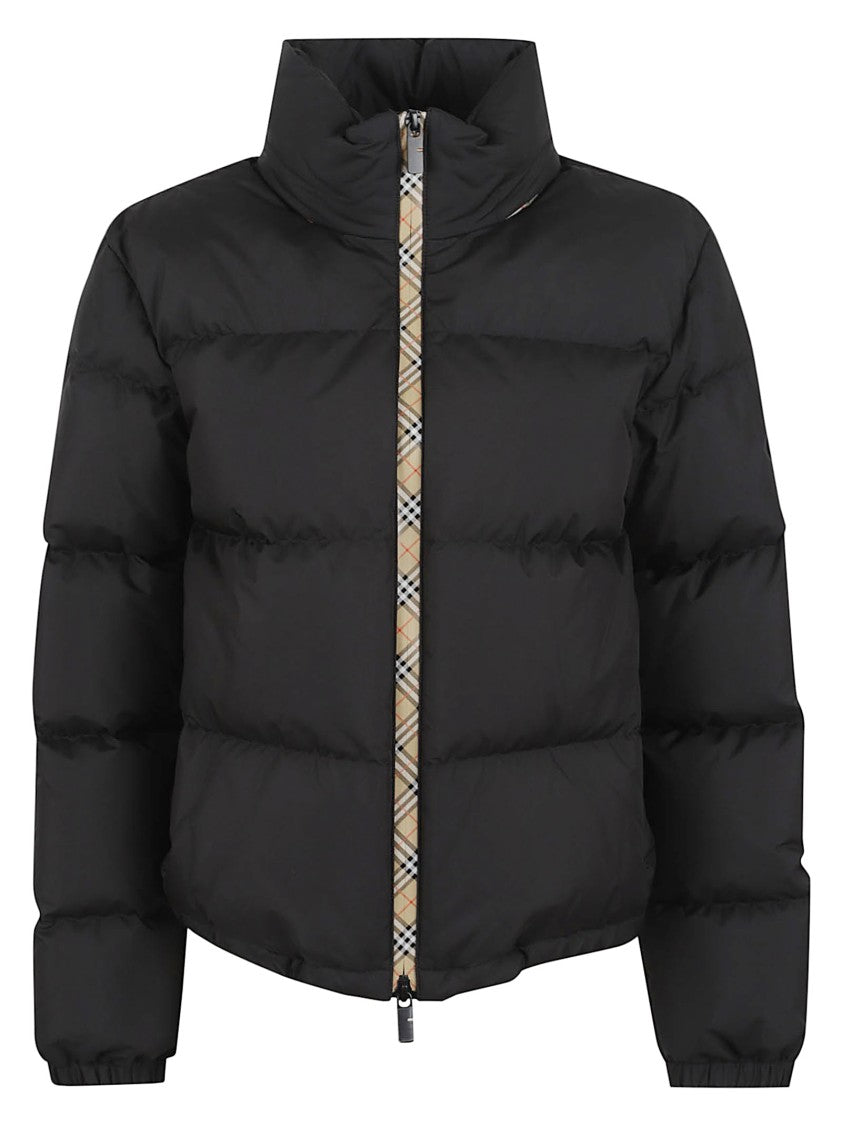 Burberry Cropped Black Puffer Jacket With High Collar