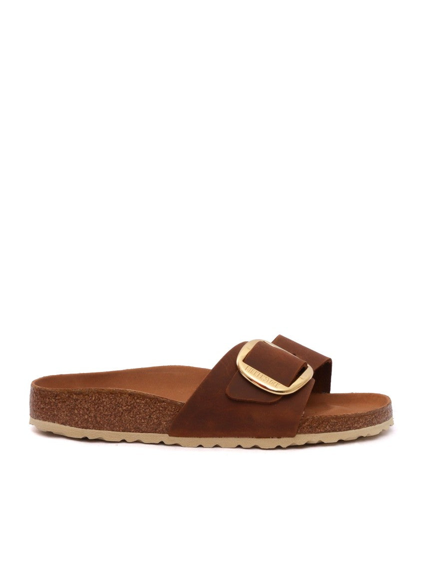 Birkenstock Cognac Madrid Oiled Leather Slide Sandal