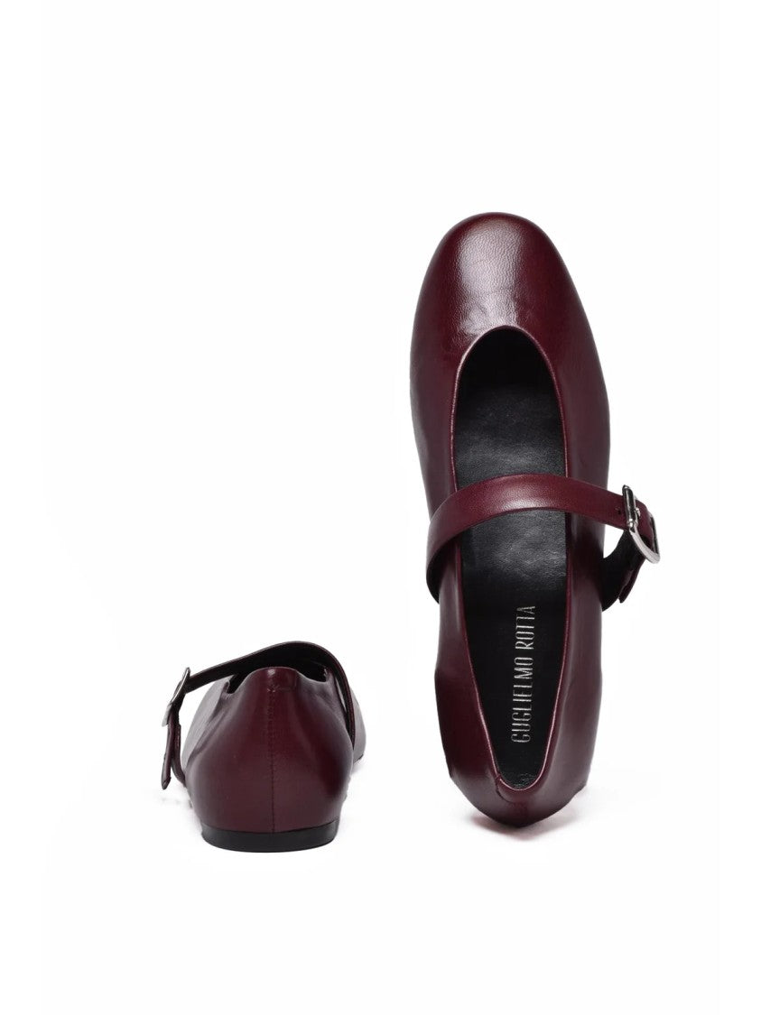 Guglielmo Rotta Red Leather Buckle Flats