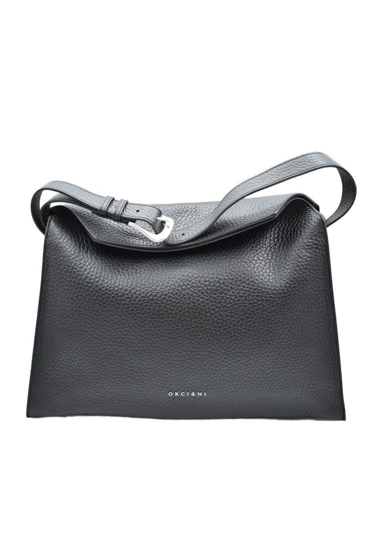 Orciani White Hammered Leather Removable Strap Handbag