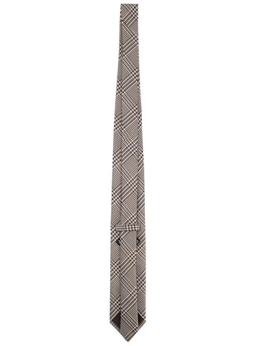 Tom Ford Neutrals Classic Checkered Silk Tie